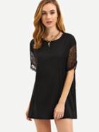 Shein Black Organza Trim Shift Dress