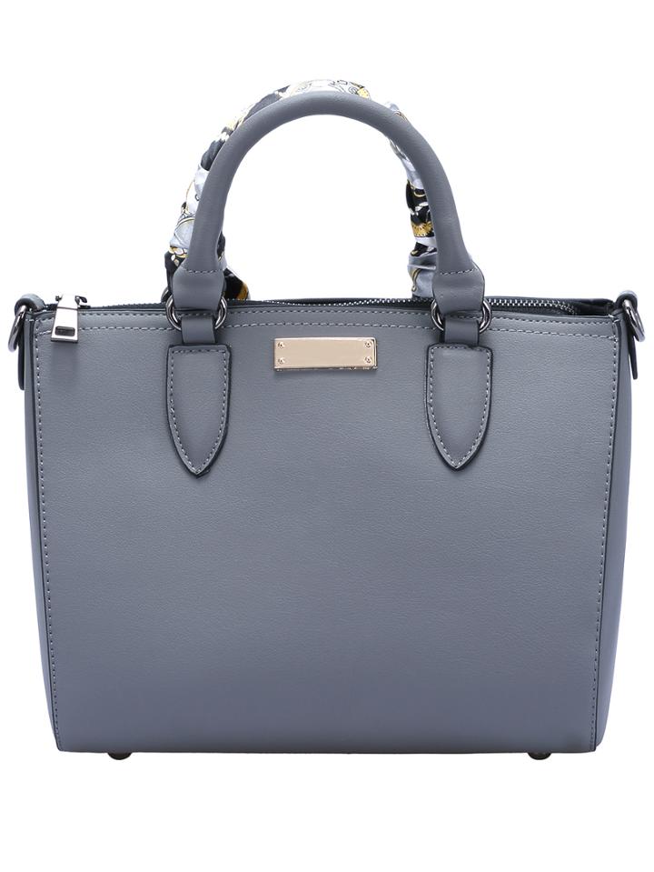 Shein Grey Zipper Pu Tote Bag