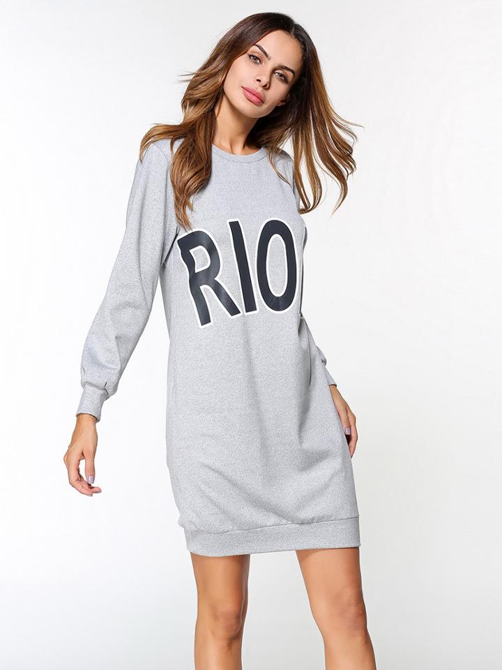 Shein Letter Print Marled Sweatshirt Dress