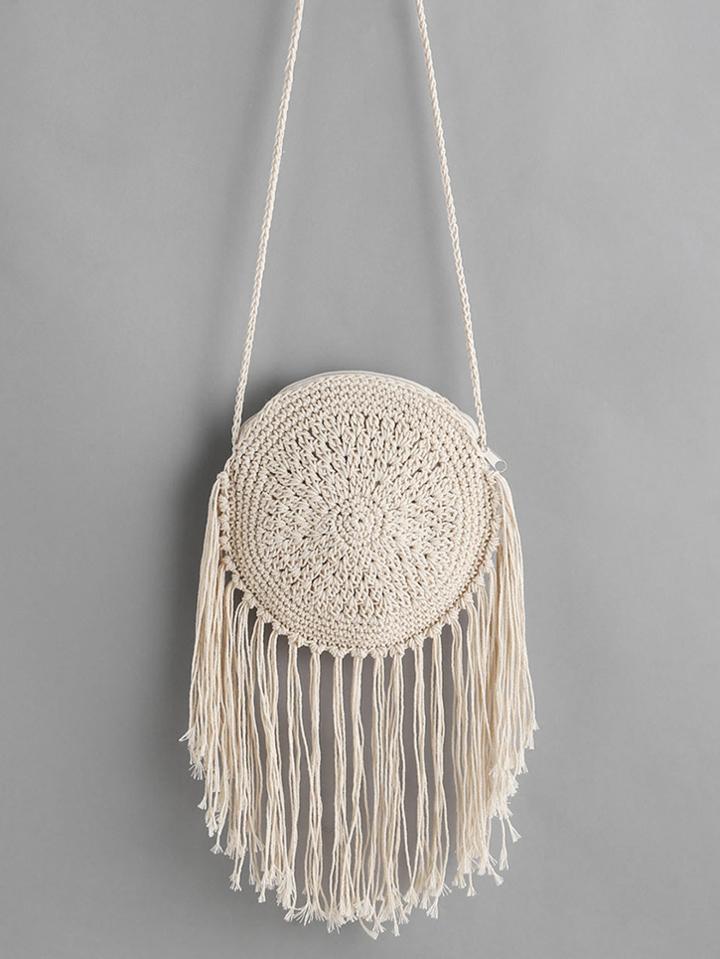 Shein Fringe Round Shaped Straw Crossbody Bag