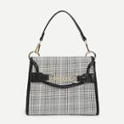 Shein Ring Detail Houndstooth Print Satchel Bag