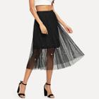 Shein Beaded Pleated Mesh Skirt