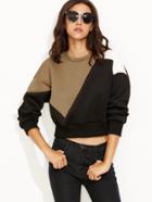 Shein Color Block Drop Shoulder Crop Sweatshirt