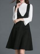 Shein Black Bell Sleeve Sweater Two-pieces Dress