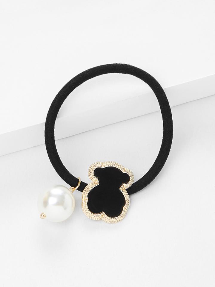 Shein Faux Pearl Charm Hair Tie
