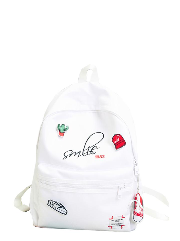 Shein Patch Embellished Backpack With Tassel