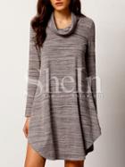 Shein Grey Cowl Neck Curve Hem T-shirt Dress
