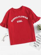 Shein Drop Shoulder Frill Sleeve Tee