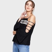 Shein Open Shoulder Bell Sleeve Top