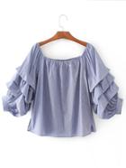 Shein Boat Neckline Layered Raglan Sleeve Pinstripe Top