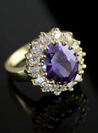 Shein Purple Gemstone Gold Diamond Ring