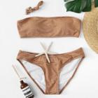Shein Solid Bandeau Bikini Set