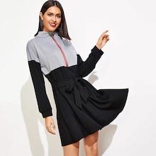 Shein Contrast Panel Half Zip Dress