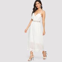Shein Contrast Lace Chiffon Jumpsuit