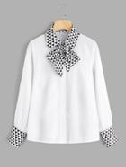 Shein Contrast Seamless Triangle Pattern Tie Neck Shirt