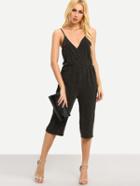 Shein Surplice Front Glitter Cami Jumpsuit