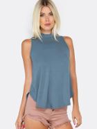 Shein Mock Neck Key Hole Top Hunter Green