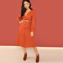 Shein Surplice Wrap Knot Crop Top And Skirt Set