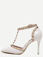 Shein White Pointed Toe T-shaped Stiletto Heels