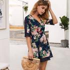 Shein Floral Print Hollow Out Dress