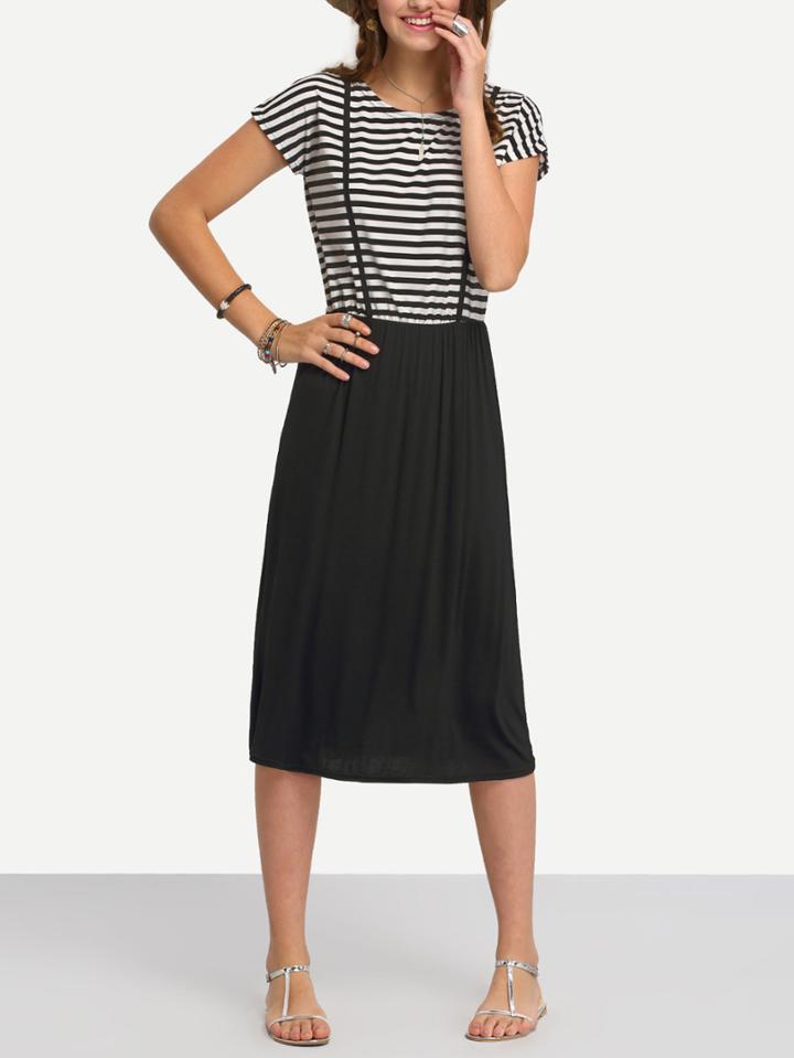 Shein Striped Top Plain Bottom Dress