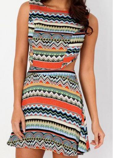 Rosewe Tribal Print Zip Closure Mini Dress