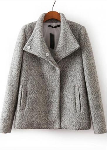 Rosewe Enchanting Turndown Collar Long Sleeve Grey Coat For Woman