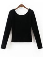 Shein Black Low Back Velvet Top