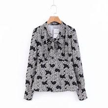 Shein Tie Neck Heart Pattern Blouse