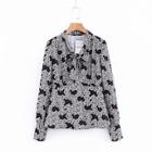 Shein Tie Neck Heart Pattern Blouse