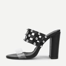 Shein Cut Out Block Heeled Pu Heels