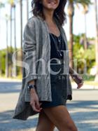 Shein Grey Long Sleeve High Low Loose Cardigan
