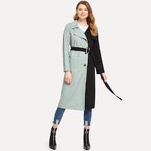 Shein Color Block Self Tie Coat