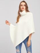 Shein Rib Knit Asymmetric Poncho Jumper