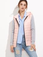 Shein Color Block High Low Hooded Padded Coat