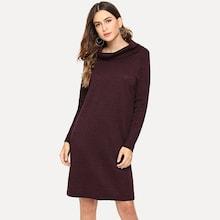 Shein Turtle Neck Solid Sweater Dress