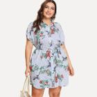 Shein Plus Mixed Print Shirt Dress