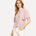 Shein Fluted Sleeve Ring Detail Blouse