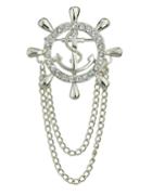 Shein Silver Plated Long Chain Brooch
