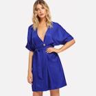 Shein Self Tie Waist Button Wrap Dress