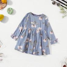 Shein Toddler Girls Knot Detail Floral Print Dress