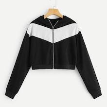 Shein Cut-and-sew Zipper Up Hoodie