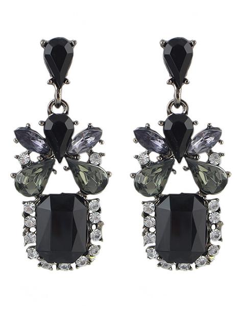 Shein Black Gemstone Dangle Earrings