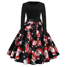 Shein 50s Christmas Print Self Tie Circle Dress