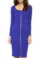 Rosewe Gorgeous Blue Zipper Closure Long Sleeve Sheath Dress