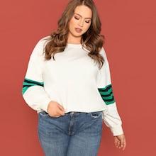 Shein Plus Striped Print Sweatshirt
