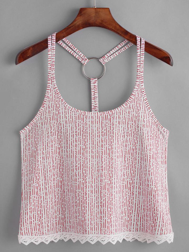Shein Lace Trim Ring Detailed Cami Top