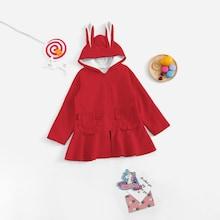 Shein Girls Zip Up Rabbit Ear Hoodie Jacket