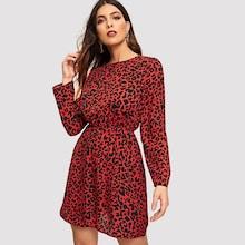 Shein Leopard Print Keyhole Back Dress