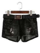 Shein Belted Black Denim Short